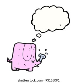 pink elephant with thought bubble cartoon