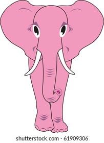 Pink elephant - vector illustration, cartoon, toy, the fantastic character