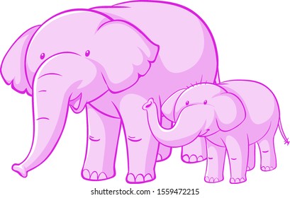elefantes rosas en ilustración de fondo blanco