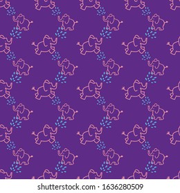 pink elephants seamless repeat pattern design. Perfect for kids or textile design