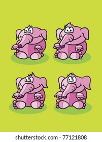 pink elephants set, abstract vector art illustration