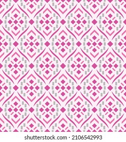 Patrón transparente de vectores de diamantes de bordado rosa