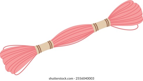 Pink embroidery floss skein isolated on white background, essential for cross stitching, needlepoint, and various sewing projects, offering vibrant color for creative crafting