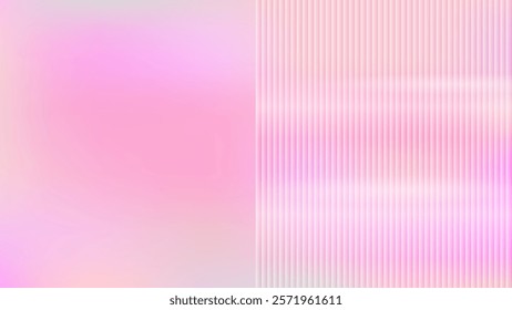 Pink empty abstract gradient background with half texture of embossed, ribbed glass. Window with matte effect. Vector EPS10 for wallpaper, presentation, poster for Valentine's day. 1920, 1080