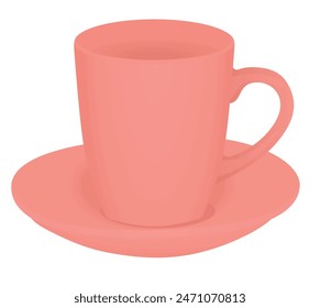 Pink empty cup on white background, vector