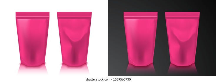 Pink empty plastic packaging with zipper