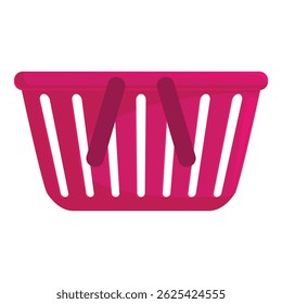Cesta de compras vazia rosa esperando para ser preenchida com mantimentos