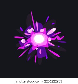 Pink energy blast vector illustration. Cartoon drawing of laser gun, blaster or weapon effect, lightning, bomb explosion, alien attack. Magic, power concept for game or comic book