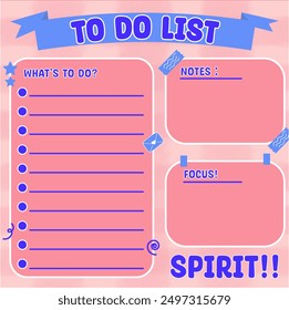 Pink for enthusiasm, blue for calm. Stay productive and full of inspiration with a cool and neatly arranged to-do list.