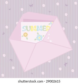 Pink envelope with butterflies