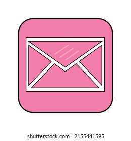 pink envelope button isolated on white	