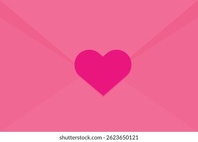 Pink envelope with a darker pink heart symbol, minimalist design.