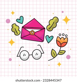 Pink Envelope and Flower Vector