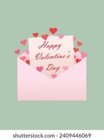 Pink envelope with Happy Valentine's Day card