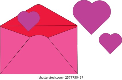 Pink envelope with pink heart 
