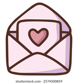 Pink Envelope with Heart and Bow, A pink envelope sealed with a heart and decorated with a bow, perfect for romantic messages, gifts, and Valentine's Day themes