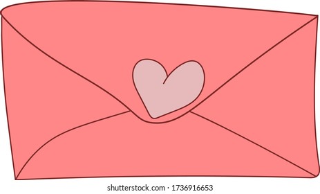 pink envelope with a heart. isolated on white. vector.
