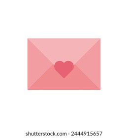 Pink envelope with heart. Vector illustration.