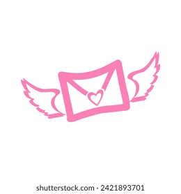 Sobre Rosa Con Icono De Corazón Y Alas
