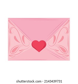 pink envelope letter icon flat