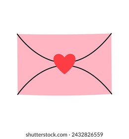 Pink envelope with love letter.
