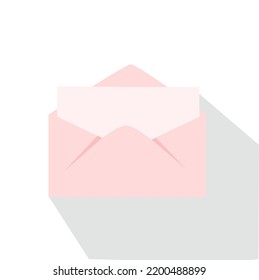 Pink Envelope Love Letter Isolated From White Background Vector Illustration.