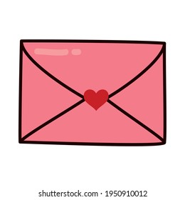 pink envelope with red heart