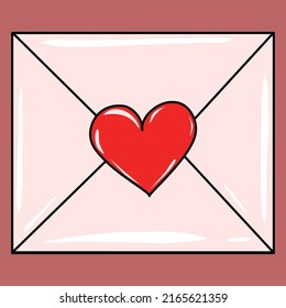 Sobre rosado con corazón rojo
