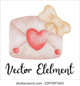  pink envelope with red heart. Love letter for Valentines day.