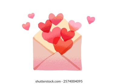 Pink envelope with small hearts. Valentine's day decoration. Isolated cartoon vector illustration