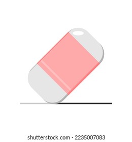Pink eraser delete line drawing of pencil icon flat vector design.