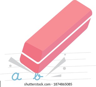 Pink eraser, illustration, vector on white background