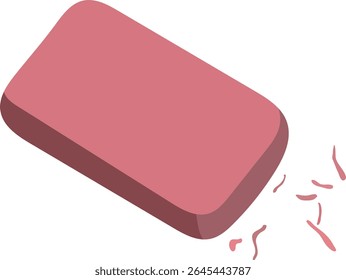 Pink Eraser Stationery Illustration Isolated on White Background