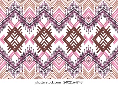 Pink Ethnic geometric seamless pattern. Design for illustration, vector, fabric, element, texture, textile, wallpaper, printing, home and decoration, clothing, border decor, paper, canvas, background