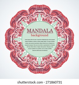 Pink ethnic mandala. Vector illustration. Illustration for greeting cards, invitations, and other printing projects.