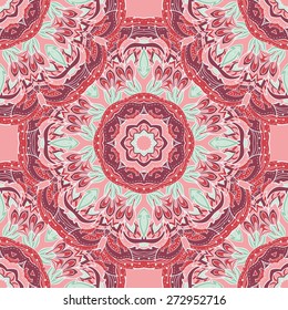 Pink ethnic pattern. Patterned pink background. Seamless pattern for fabric, paper and other printing and web projects.