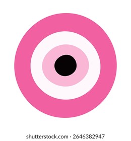 Pink evil eye symbol of love. An icon composed of pink, white and black concentric circles. It represents emotional healing, love, affection and nurturing spiritual energy.