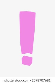 Pink exclamation mark on a light background. Bold exclamation mark design. Exclamation mark symbol for emphasis. Graphic exclamation mark art. Vector element.
