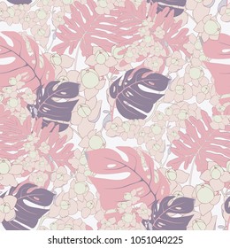 Pink Exotic Palm Seamless Vector Pattern