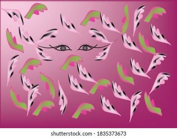 Diseño de fondo abstracto de ojos rosados