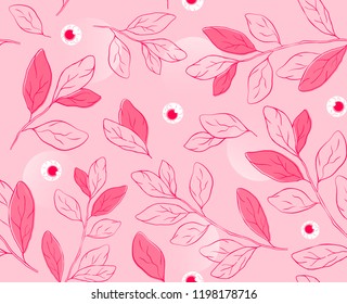 Pink eye botanical seamless pattern