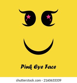 Pink Eye Face Logo Icon Vector Template Design Illustration.