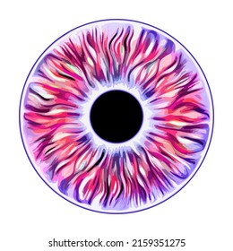 Pink eye iris pupil vector illustration isolated