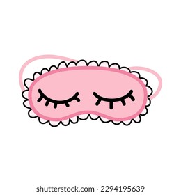 Pink eye mask for sleep. Dreams. Vector stock illustration. isolated. White background