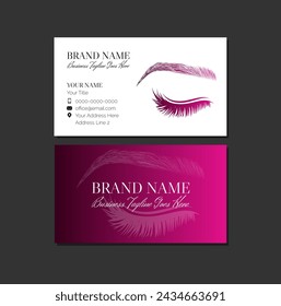 Pink Eyebrow and Lash Extension Make Up Artist Business Card Design Template