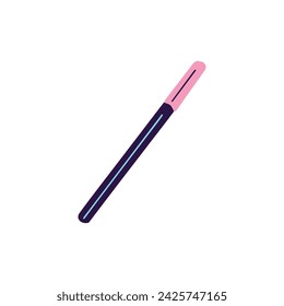 Delineador de ojos rosa, delineador brillante para el maquillaje. Lápiz labial cerrado. Cosméticos decorativos para aplicar sobre los ojos. Producto de belleza orgánico, herramientas de rostro natural. Ilustración aislada plana del vector sobre fondo blanco