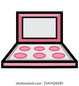 Pink eyeshadow palette on white background