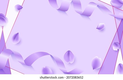 Pink fabric curved ribbon on pink background