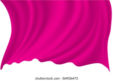 Pink fabric flying on white background vector illustration.