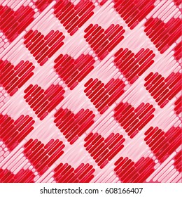 Pink fabric with small hearts